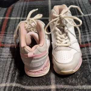 Andi Kids White and Light Pink Lace-Up Athletic Sneakers